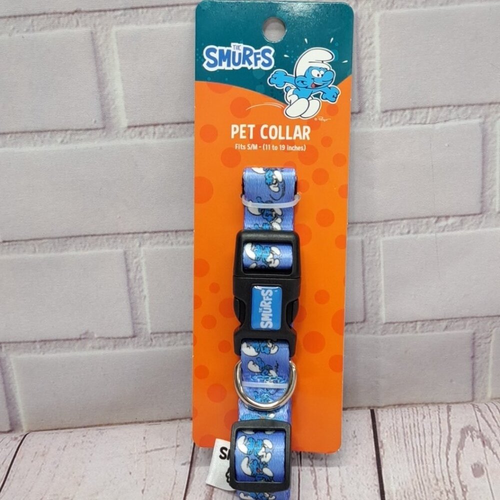 Peyo Smurfs All Over Graphics Pet Collar S/M 11"-19"‎